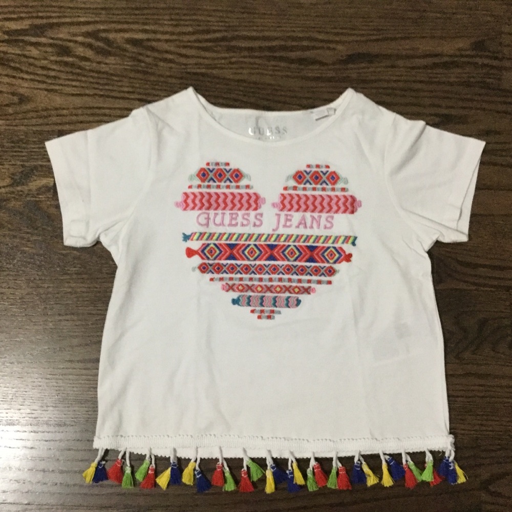 GUESS LA shirt/tank top with big heart and tassels